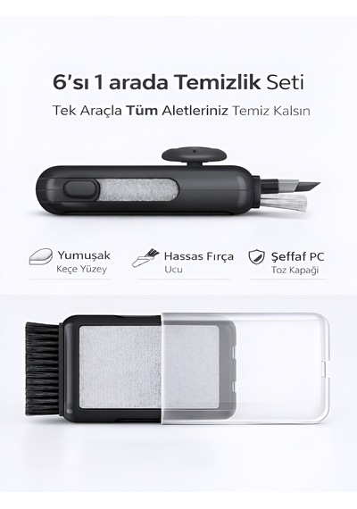 Limited 6in1 Elektronik Temizleme Seti Laptop Tablet Klavye Kulaklık Office Temizlik Kiti Beyaz
