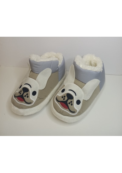 Huzurlu Adımlar Kulaklı Köpek Peluş Panduf Vizon Mavi