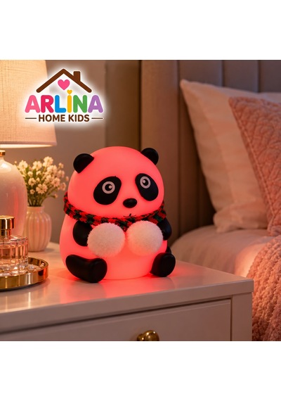 Sevimli Panda Gece Lambası Rgb Renk Değiştiren Dokunmatik Silikon Bebek Çocuk Odası Şarjlı Led Çok Renkli
