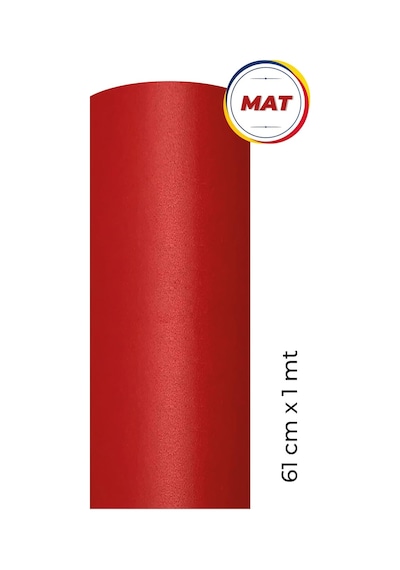 Mat Kırmızı Yapışkanlı Kaplama Folyosu 61 Cm X 1 Mt Standart