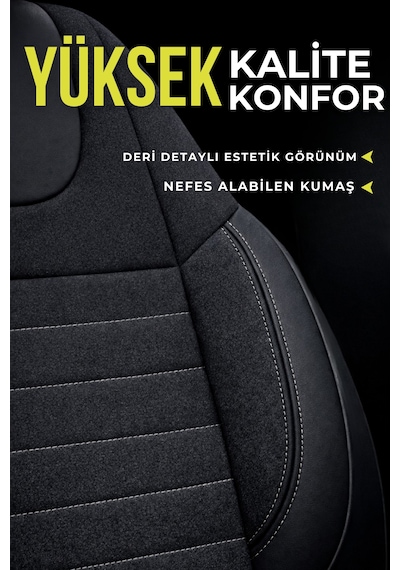 Lifos Hafif Ticari Serisi Koton Kumaş Oto Koltuk Kılıfı Tam Set Berlıngo-caddy-connect-courıer-doblo-dokker-partner Siyah-Gri