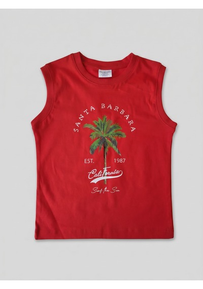 Palm Life Erkek Çocuk California Baskılı 2'li Penye Takımı Kırmızı