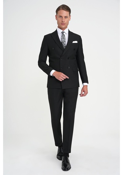 Efor Slim Fit Çift Yırtmaç Kruvaze Klasik Siyh Takım Elbise Tk 919 Siyah Efor Slim Fit Çift Yırtmaç Kruvaze Klasik Siyh Takım Elbise Tk 919 Siyah