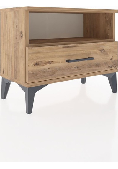 Arges Komodin Tek Raflı Tek Çekmeceli 60x30x48 Çam-çam Çam