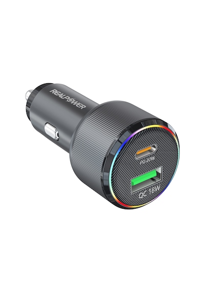 Realpower 38w Hızlı Araç Şarjı + Type-c Den Lightning Kablo Rp-cc38w Siyah