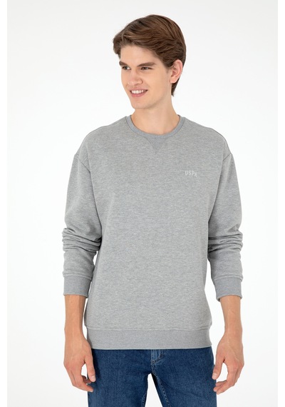U.S. Polo Assn. Erkek Bisiklet Yaka Gri Melanj Basic Şardonlu Sweatshirt 50295148-VR086