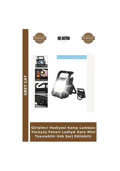 Girişimci Hediyesi Kamp Lambası Yürüyüş Feneri Ledışık Kare Mini Taşınabilir Usb Şarj Edilebilir