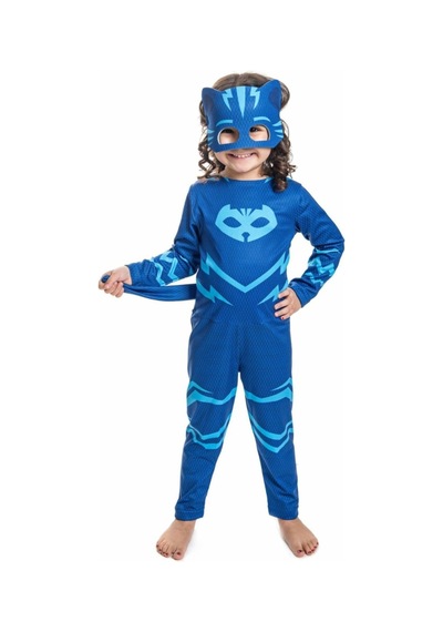 Sincapdükkan Pjmaskeli Çocuk Kostümleri Kedi 10-11 Yaş Çocuk Kostümü - Parti Kostümleri Kedi Kostümü Mavi