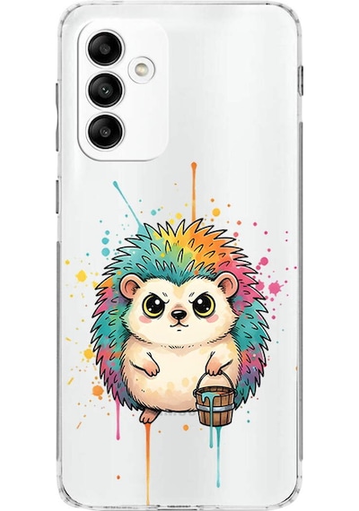 Samsung Galaxy M23 İle Uyumlu Splash Kirpi Tasarımlı Şeffaf Silikon Kılıf Şeffaf