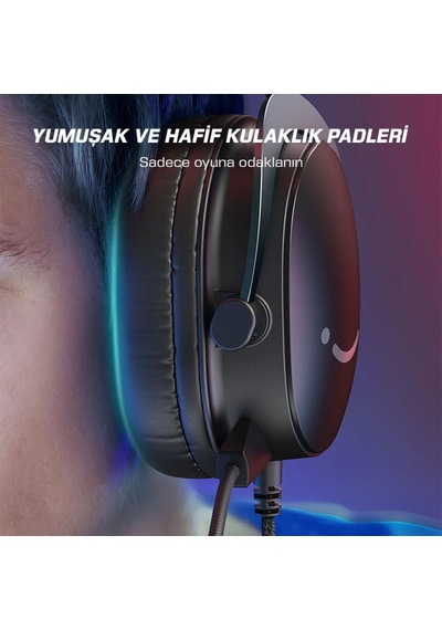 Fifine Ampligame H9 Mikrofonlu 7.1 Oyuncu Bilgisayar Yayıncı Rgb Kulaklık