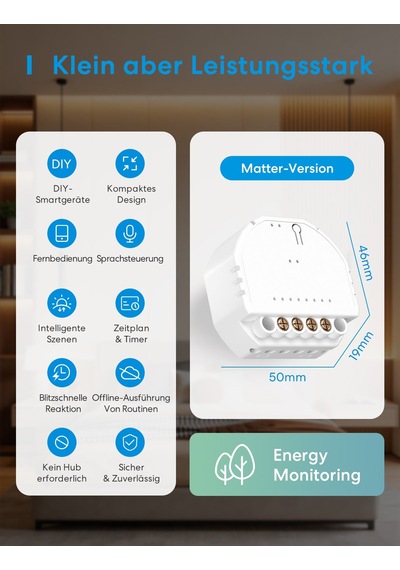 Meross Matter Akıllı Sıva Altı Röle Matter Mss815 Apple Home Destekli .