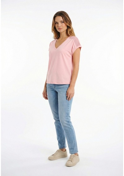 Only Onlfree Life S/s V-neck Lace Top Jrs Kadın T-shirt 15369294 Pembe