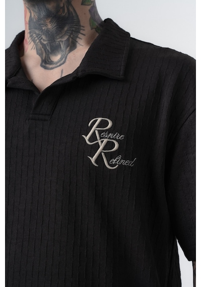 Erkek Respire Relined Yazılı Regular Fit T-shirt Şort Takım Siyah