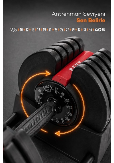 Premium Sports Ayarlanabilir 2 İn 1 Halter Dambıl Seti 40kg Kırmızı