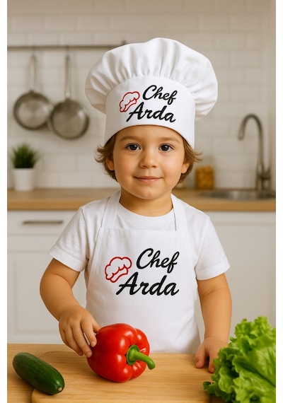 Chef Önlük Ve Şapka Baskı Ve Yaş Soru Kısmından Beyaz