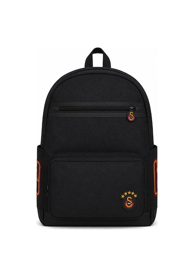 Galatasaray Lisanslı Siyah Suni Deri Detaylı Sırt Çantası - Laptop Bölmeli Okul Ve Günlük Sırt Çantası