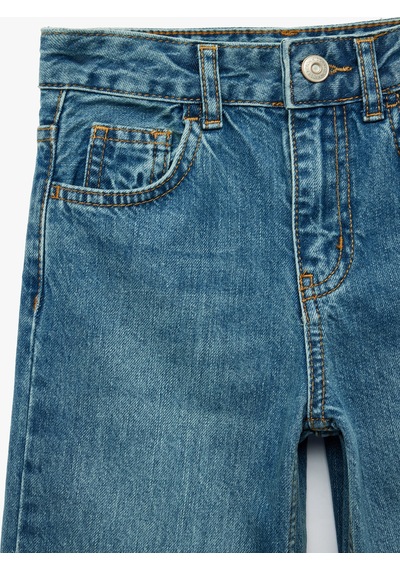 Koton Pamuklu Mom Fit Denim Pantolon Orta İndigo 7wkg40036ad