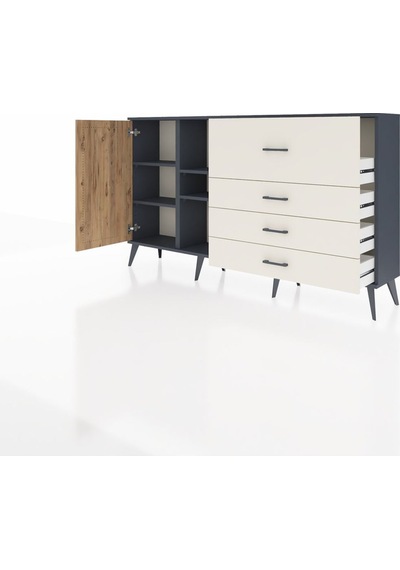 Arges Konsol 4 Raflı 4 Çekmeceli Tek Kapaklı 176x30x99 Antrasit-çam/aytaşı Atlas Çam/aytası - Antrasıt Arges Konsol 4 Raflı 4 Çekmeceli Tek Kapaklı 176x30x99 Antrasit-çam/aytaşı Atlas Çam/aytası - Antrasıt