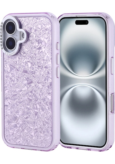 Apple Uyumlu iPhone 16 Kılıf Taşlı Tasarımlı Zore Kapi Kapak Lila