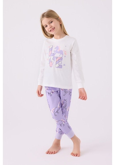 Rolypoly Kız Çocuk Beyaz Pijama Takımı Beyaz
