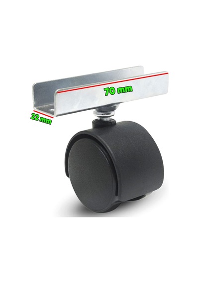 Badem10 Döner Mobilya Ofis Koltuk Tekeri Geçme U Tablalı Teker 50 Mm Siyah 20 Kg