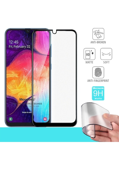 Microsonic Samsung Galaxy Uyumlu A50 Seramik Matte Flexible Ekran Koruyucu Siyah