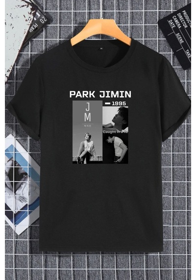 Unisex Kadın Erkek Park Jimin Bts Karakter Baskılı Oversize T-shirt Siyah Mck2485 Siyah