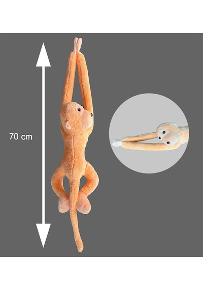 Sevimli Peluş Maymun Oyuncak , Elleri Yapışabilen 70 Cm Turuncu