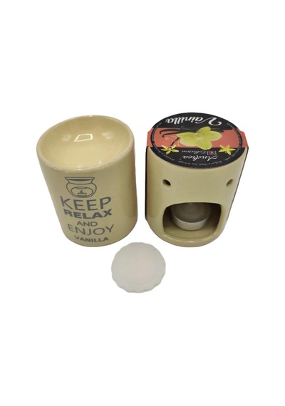 Relax And Enjoy Vanillla Seramik Buhurdanlık ve Wax Mum