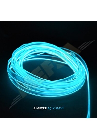 Araç Araba Içi Torpido Ledi Renkli Ip Neon Ip Led 2 Metre Buz Mavi (01)