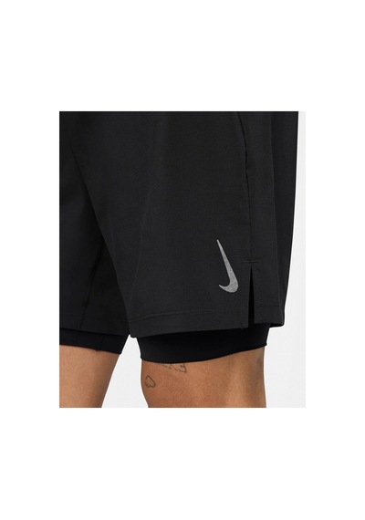 Nike Dri Fit Yoga 2-in-1 Erkek Siyah Taytlı Spor Şort Siyah