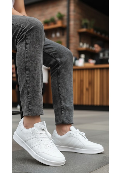 Fore Sport Erkek Günlük Yürüyüş Spor Ayakkabı Suni Deri, Hafif, Rahat, Darbe Emici Sneaker Beyaz