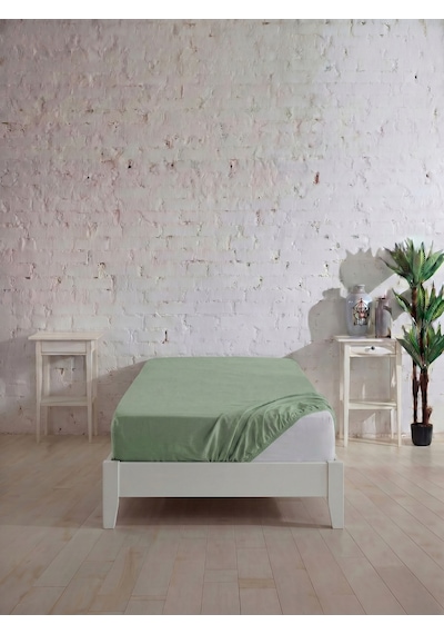 Tek Kişilik Pamuklu Lastikli Çarşaf, Ranforce Tek Kişilik Fitted Çarşaf 100x200+20 Cm Yeşil