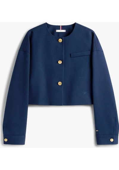 Tommy Hilfiger Kadın Punto Kumaş Kısa Mavi Blazer Ceket Ww0ww46519c1g Mavi