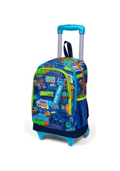 Coral High Kids Saks Grafiti Desenli Üç Bölmeli Çekçekli Okul Sırt Çantası 23967