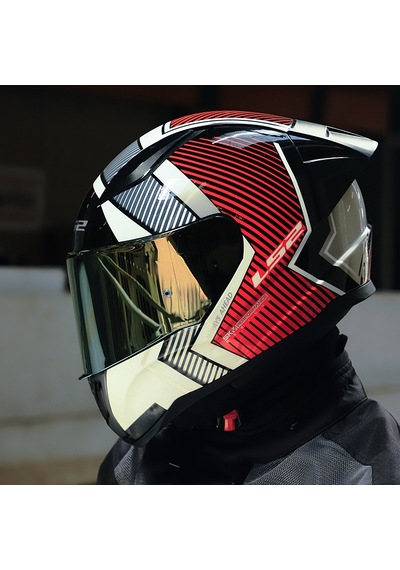Sarı Cam + Ls2 Rapid 2 Race Extra Kask Beyaz - Kırmızı