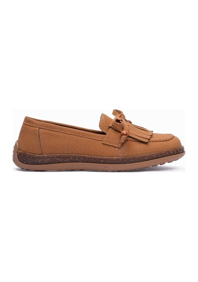 Kadın Süet Loafer Püskül Ve Boncuk Detaylı Günlük Babet Lorea Taba Taba