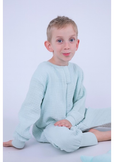 For My Baby 1 Tog Çocuk Uyku Tulumu Unisex Uzun Kollu Uyku Tulumu Turkuaz