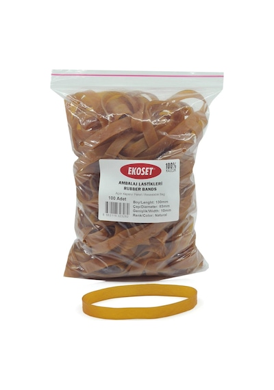 Ekoset 130X10Mm Geniş Kauçuk Paket Ambalaj Kasa Lastiği 100 Adet