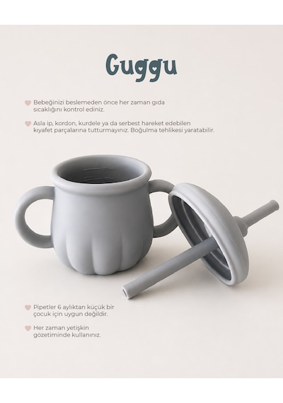 Tgm Baby Guggu Ultra Premium Silikon Pipetli Alıştırma Bardağı 200 Ml Açık Mavi