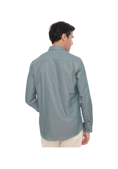 Slim Fit Uzun Kol Pamuklu Hediye Kutulu Kolay Ütülenebilir Erkek Gömlek Fs-002225 - Yeşil-2662