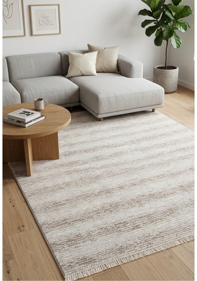 Classi Soft İnce Saten Bambu Halı Kaymaz Taban Yıkanabilir Modern Salon Mutfak Koridor Halısı Kahverengi