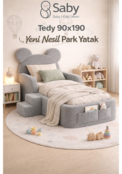 Luxury Tedyy Baza Ve Başlıklı Montessori Full Sünger Yatak Seti 70 x 130 CM