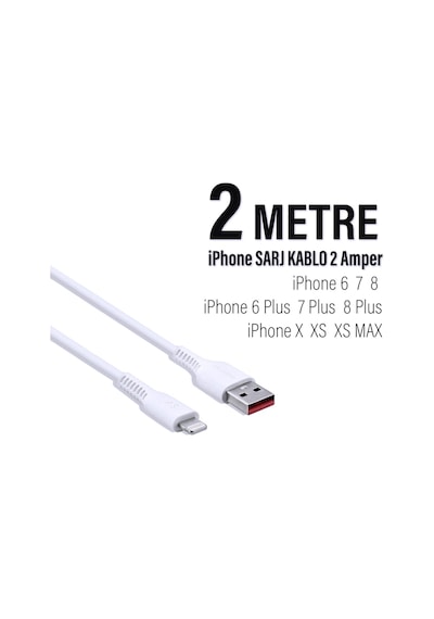 Apple Uyumlu iPhone 7 Plus 2 Metre Şarj Kablosu