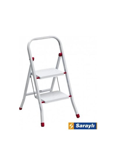 Mey İthalat Saraylı Pratik Metal Merdiven Beyaz 2 Basamaklı -