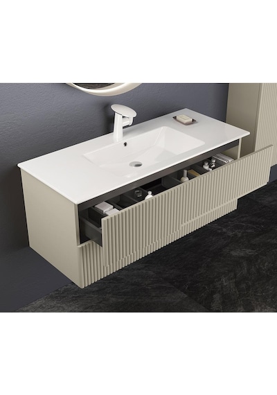 Orka Moonlight 120 Cm Mdf Mat Vizon Banyo Dolabı Takımı Krem Orka Moonlight 120 Cm Mdf Mat Vizon Banyo Dolabı Takımı Krem