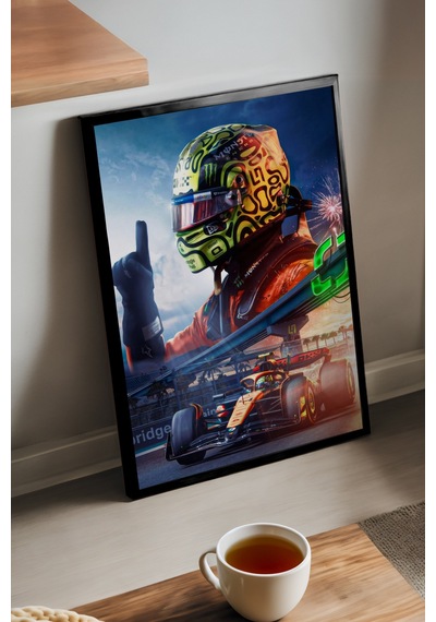 Formula 1 Ferrari Siyah Ahşap Çerçeveli Poster, Dekoratif Araba Duvar Tablosu
