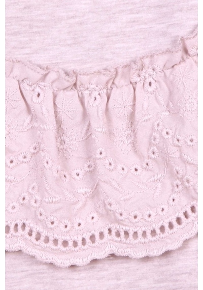 Kız Çocuk Sweatshirt Güpürlü Bej Melanj (6-12 Yaş)