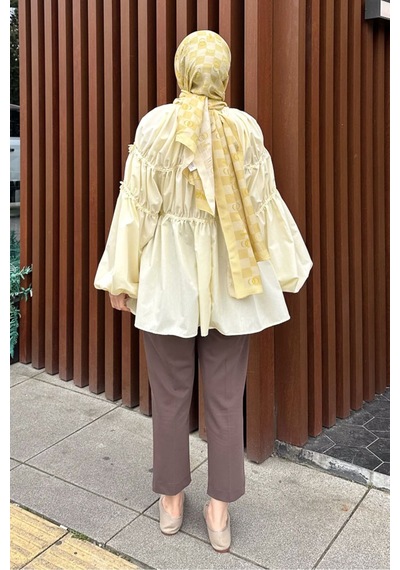 Unika Boutique Mini Çiçekli Kadın Tesetettür Gömlek Sarı