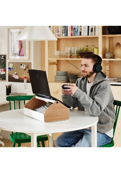 Ikea Yxstaby Laptop Desteği, Beyaz, 43x27x18 Cm, Depolamalı
